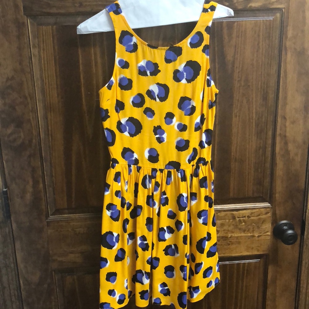 Topshop yellow and blue leopard patterned dress